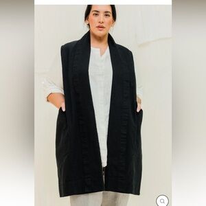 Elizabeth Suzann cotton canvas Clyde vest, EUC, L black